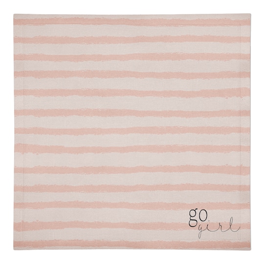 Go Girl Pink Stripes on Cream 10" x 10" Cotton Twill Napkin